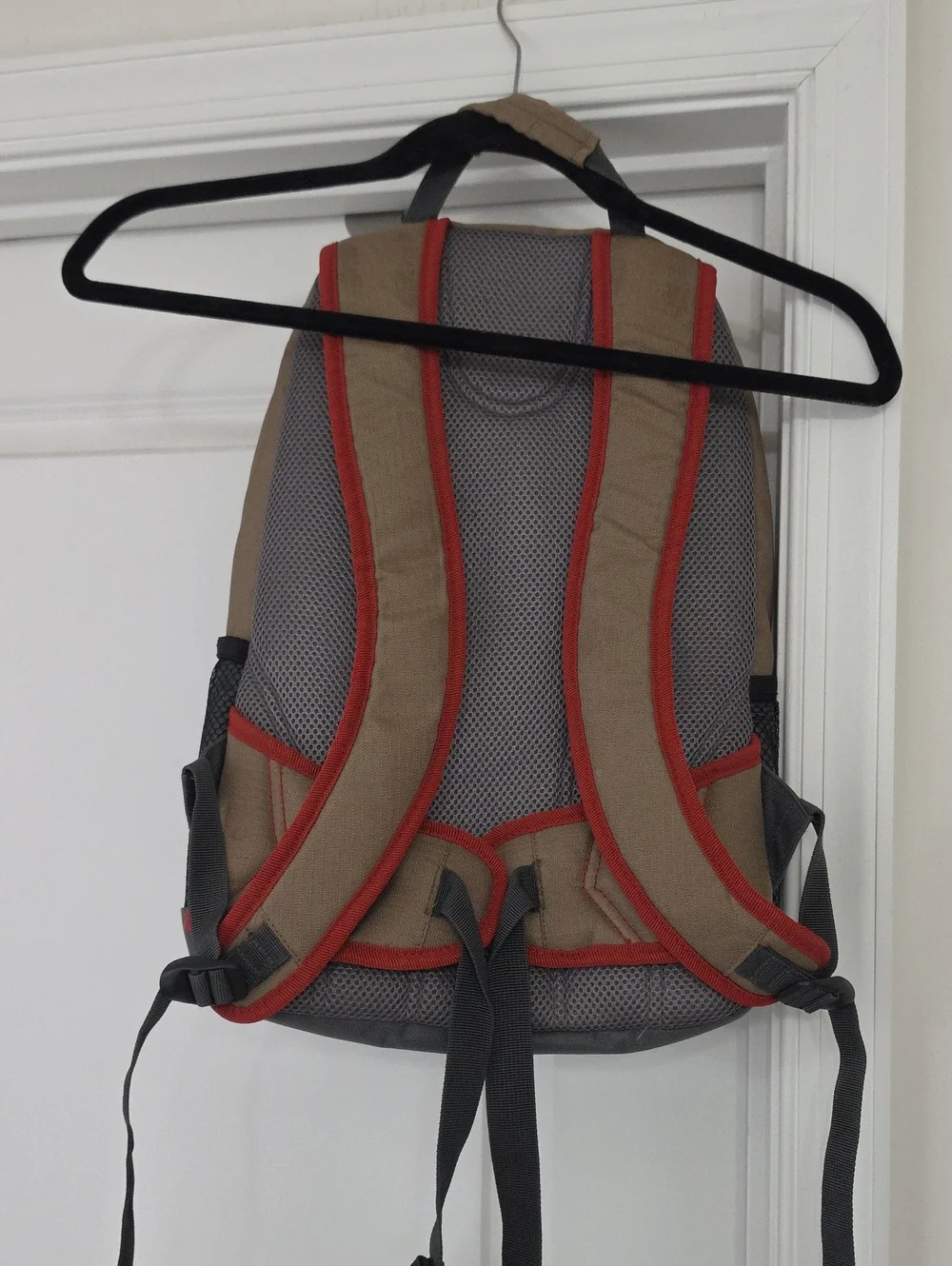 Coleman Gray and Tan Cooler Backpack with Red Cord Accents